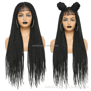 30Inch African American Lace Wigs Box Black Wigs Synthetic Hair Wholesale Long Box Braided 4x4Lace Wigs For Black Women
